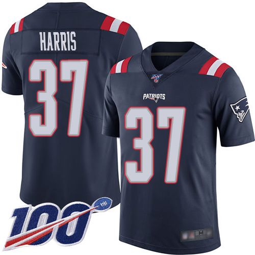New England Patriots Football #37 100th Season Rush Limited Navy Blue Men Damien Harris NFL Jersey->women nfl jersey->Women Jersey